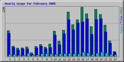 Hourly usage for February 2005