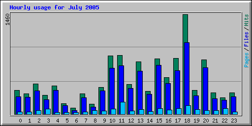 Hourly usage for July 2005