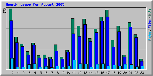 Hourly usage for August 2005